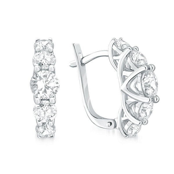 Серьги Дорожки из белого золота с 10 муассанитами