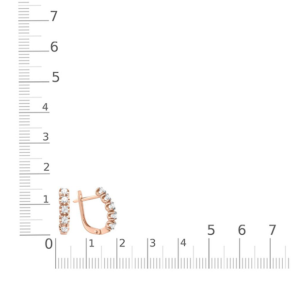 Серьги Дорожки из красного золота с 10 фианитами