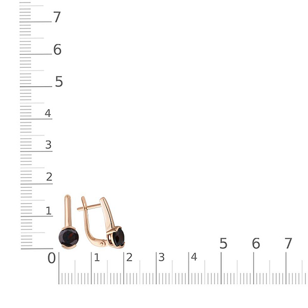 Серьги из красного золота с 2 гранатами