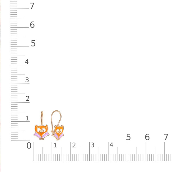 Детские серьги Совы из красного золота без вставок