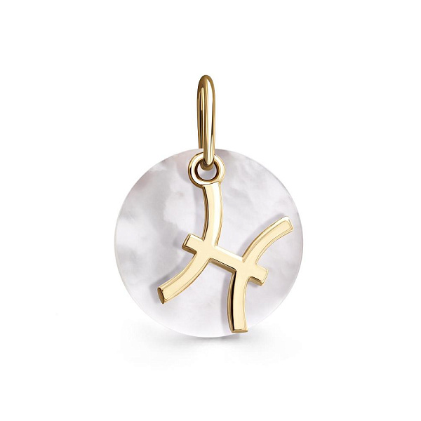 Подвеска Рыбы из жёлтого золота с перламутром