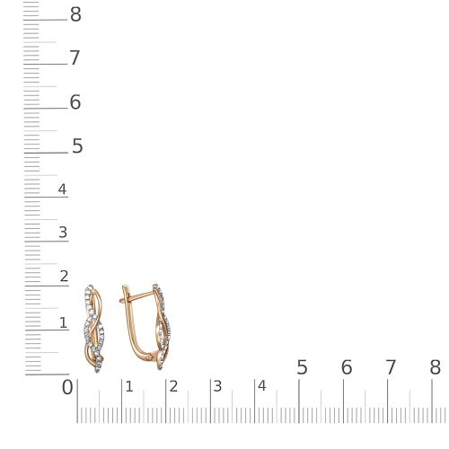 Серьги из красного золота с 46 фианитами