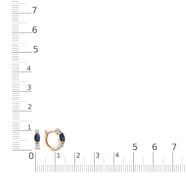 Серьги из красного золота с 2 сапфирами и 16 бриллиантами