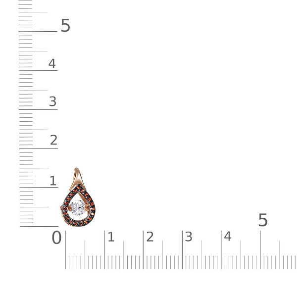 Подвеска из красного золота с кристаллом swarovski и 19 фианитами