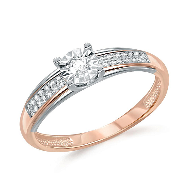 Кольцо из красного золота с 29 бриллиантами