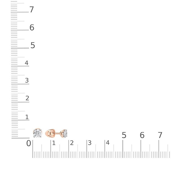 Серьги-пусеты из красного золота с 2 муассанитами