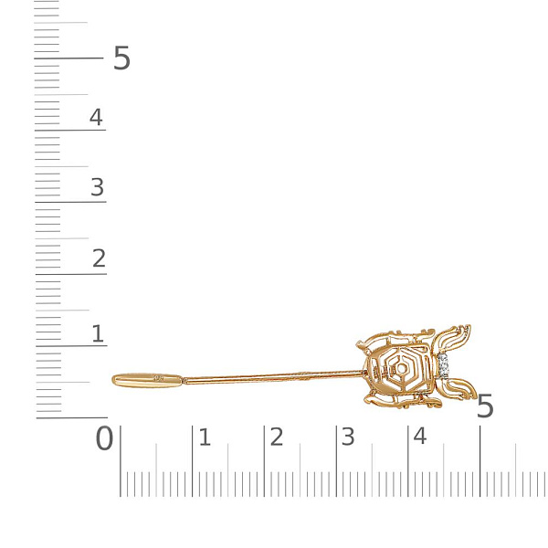 Брошь Жук из жёлтого золота с 2 фианитами