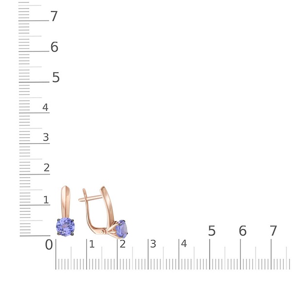 Серьги из красного золота с 2 танзанитами