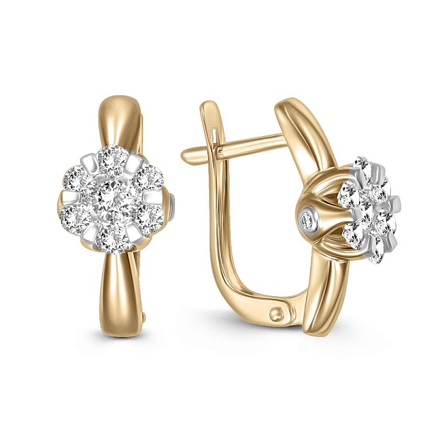 Серьги Малинки из жёлтого золота с 18 бриллиантами