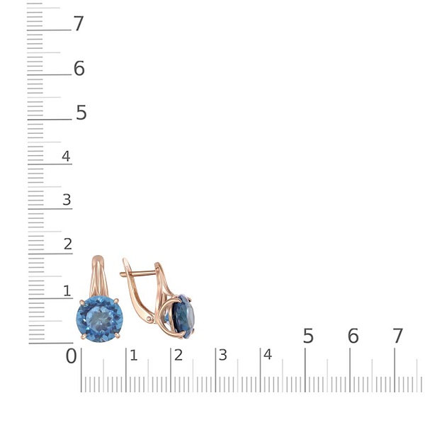 Серьги из красного золота с 2 ситаллами