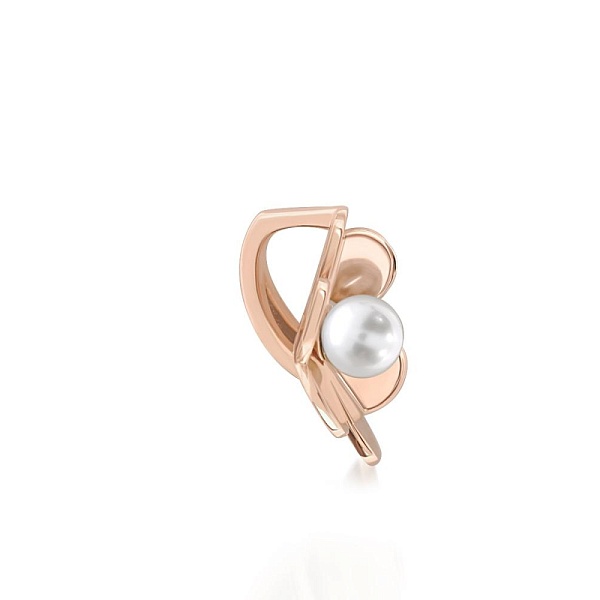 Подвеска Цветок из красного золота с жемчугом