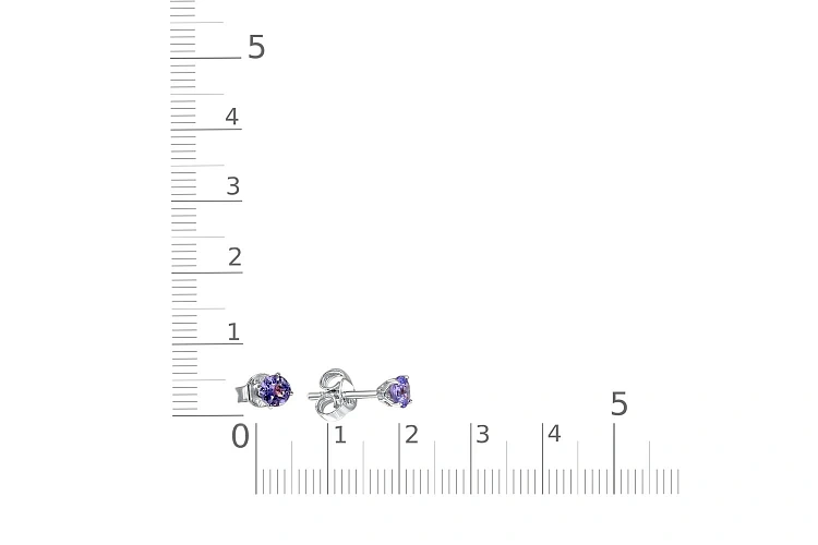 Серьги-пусеты из белого золота с 2 танзанитами