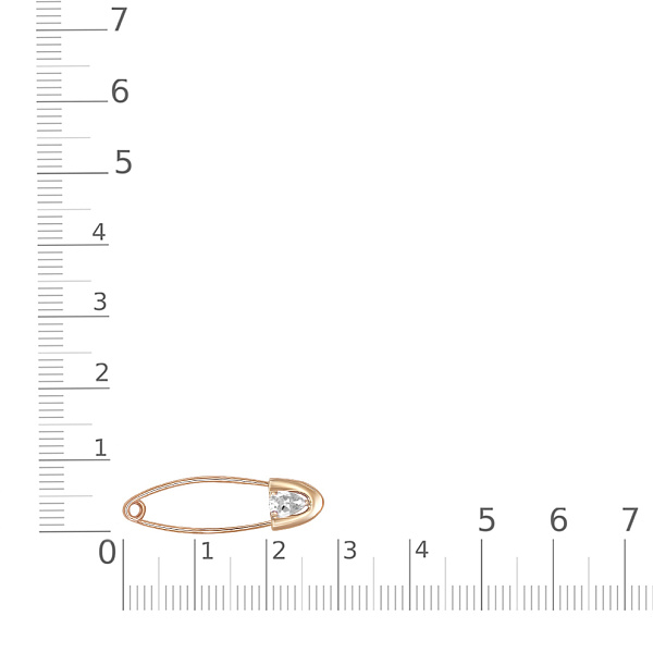 Булавка из красного золота с фианитом