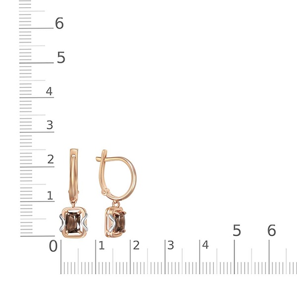 Серьги из красного золота с 2 раухтопазами