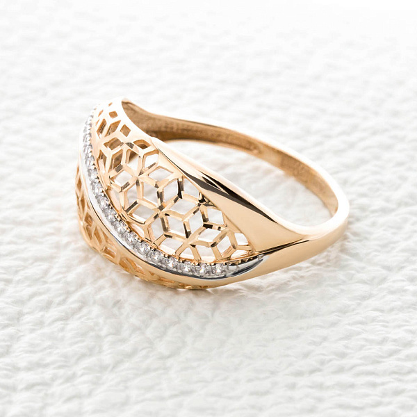 Кольцо Дорожка из красного золота с 20 фианитами