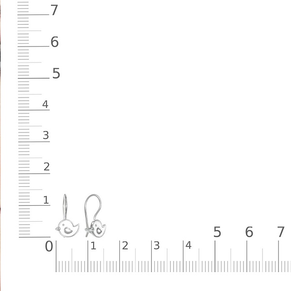 Детские серьги Птицы из белого золота без вставок