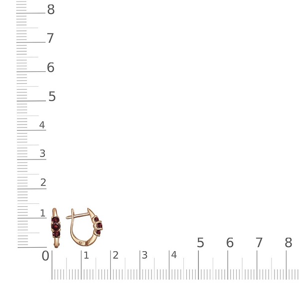 Серьги из красного золота с 6 гранатами