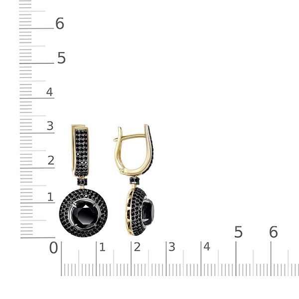 Серьги из жёлтого золота с 2 шпинелями и 290 фианитами