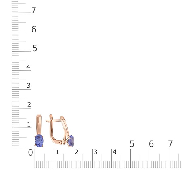 Серьги из красного золота с 2 танзанитами