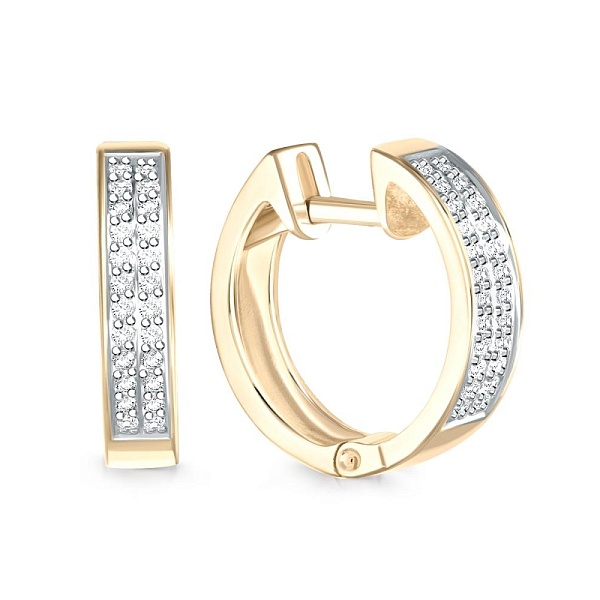 Серьги Дорожки из жёлтого золота с 48 бриллиантами