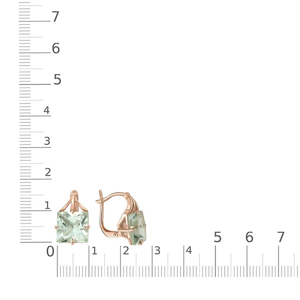 Серьги из жёлтого золота с 2 празиолитами