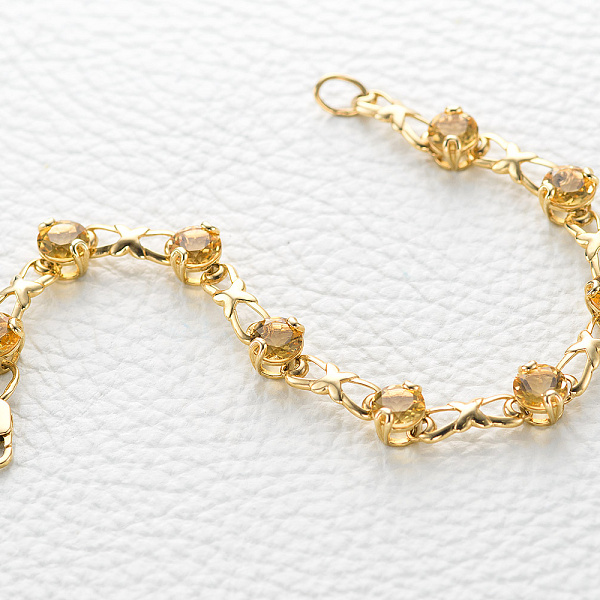 Браслет Дорожка из жёлтого золота с 10 цитринами