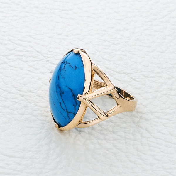 Кольцо из красного золота с бирюзой