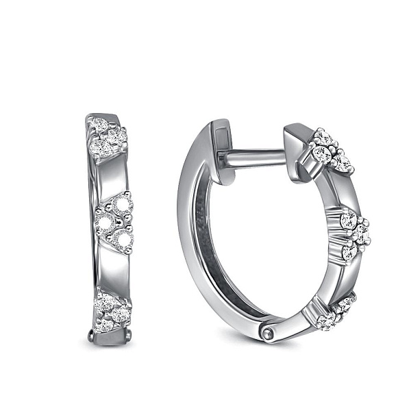 Серьги из белого золота с 18 фианитами