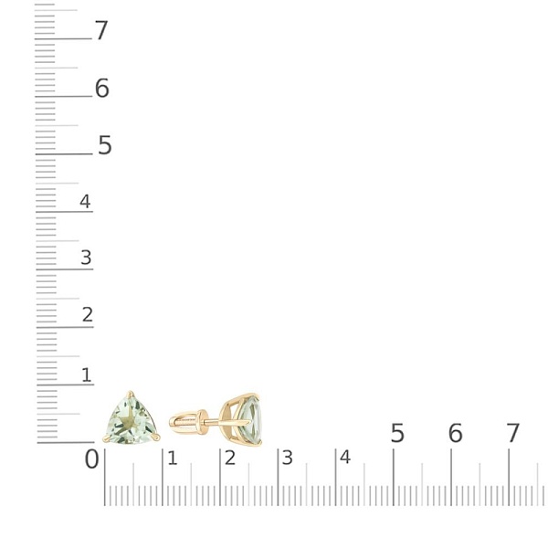 Серьги-пусеты из жёлтого золота с 2 празиолитами