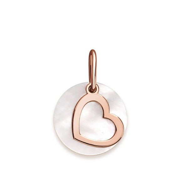Подвеска Сердце из красного золота с перламутром