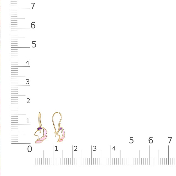 Детские серьги Единороги из жёлтого золота без вставок