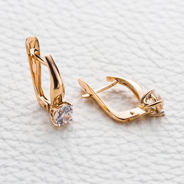 Серьги из красного золота с 2 кристаллами swarovski