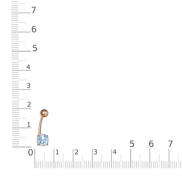 Пирсинг из красного золота с топазом sky