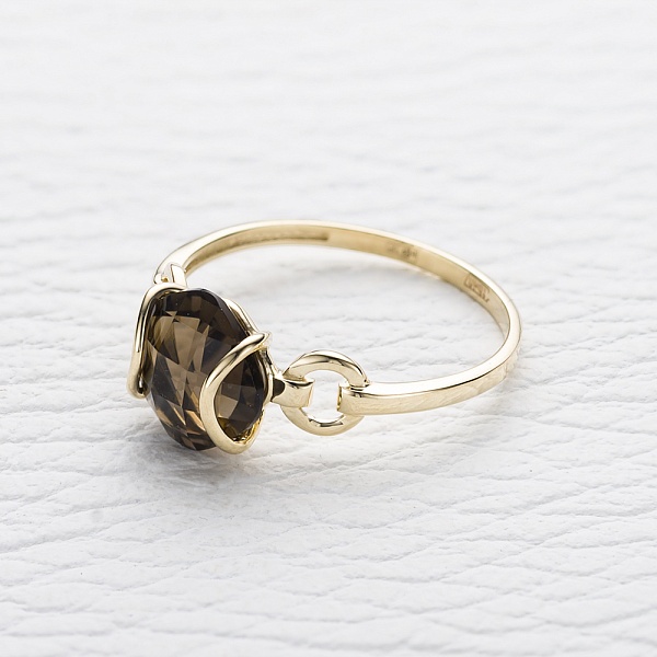 Кольцо из жёлтого золота с раухтопазом