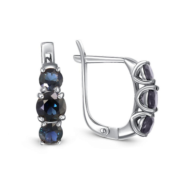 Серьги из белого золота с 6 корундами