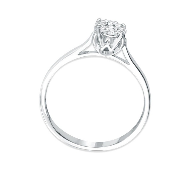 Кольцо Малинка из белого золота с 9 муассанитами