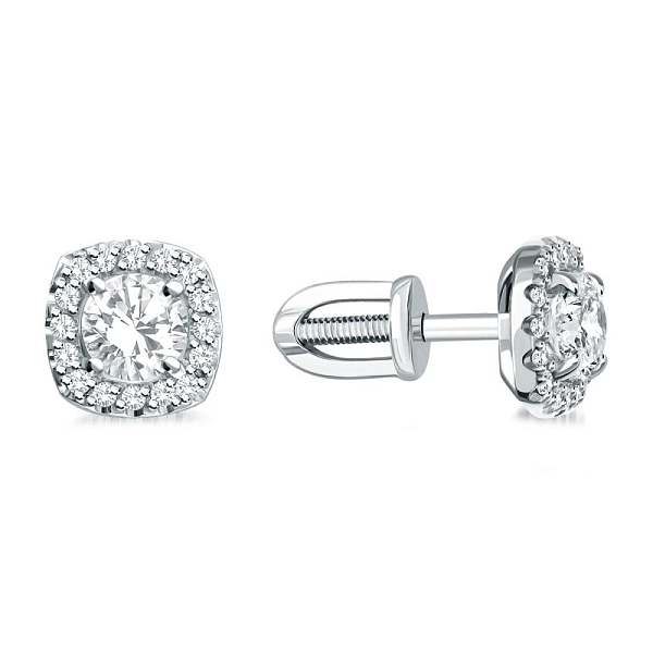 Серьги-пусеты из белого золота с 34 муассанитами