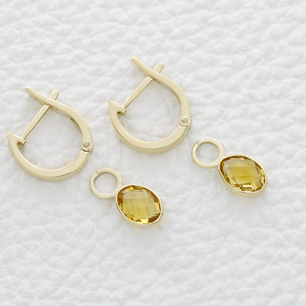 Серьги-трансформеры из жёлтого золота с 2 цитринами