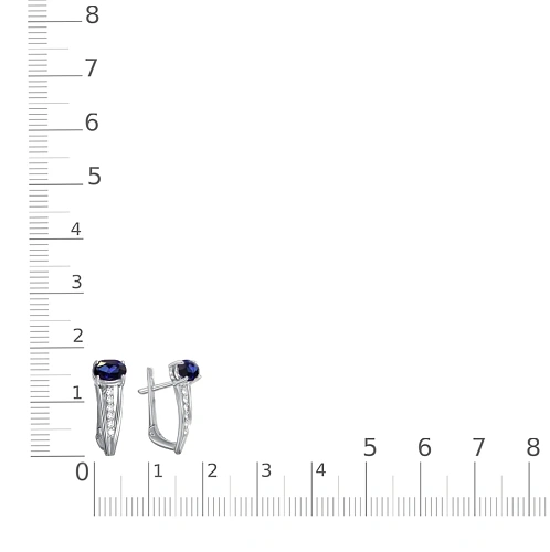 Серьги из белого золота с 2 сапфирами и 12 бриллиантами