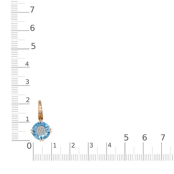 Подвеска из красного золота с топазом swiss и 14 бриллиантами