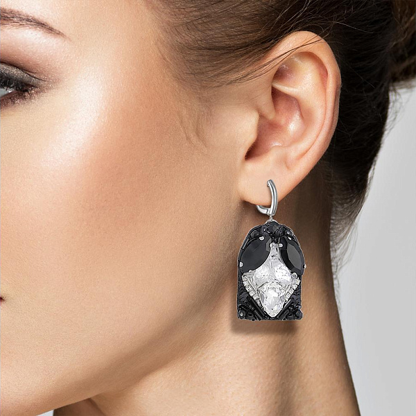 Бижутерные серьги Бисер черно-белый