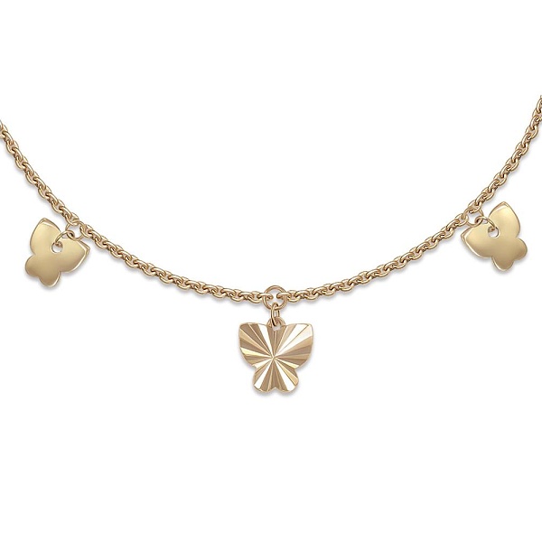 Колье Бабочка из жёлтого золота без вставок