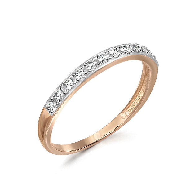 Кольцо Дорожка из красного золота с 13 фианитами