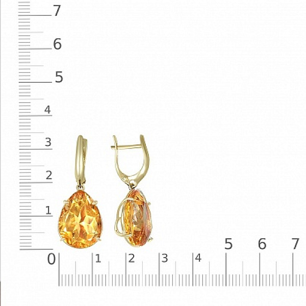 Серьги из жёлтого золота с 2 кварцами