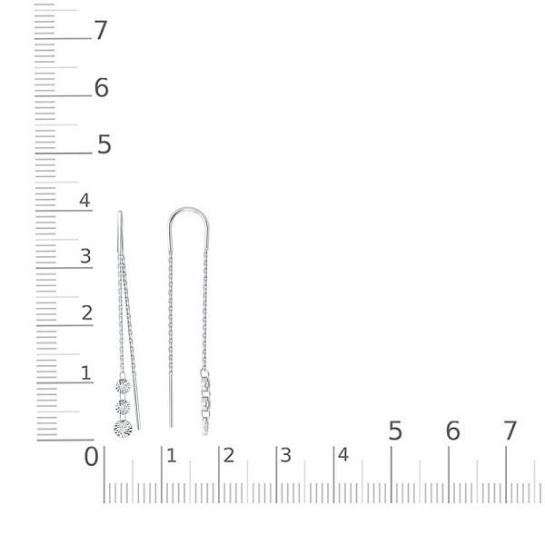 Серьги-продёвки из белого золота с 6 бриллиантами