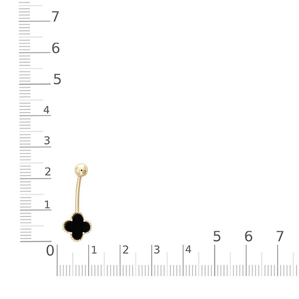Пирсинг Клевер из жёлтого золота с ониксом