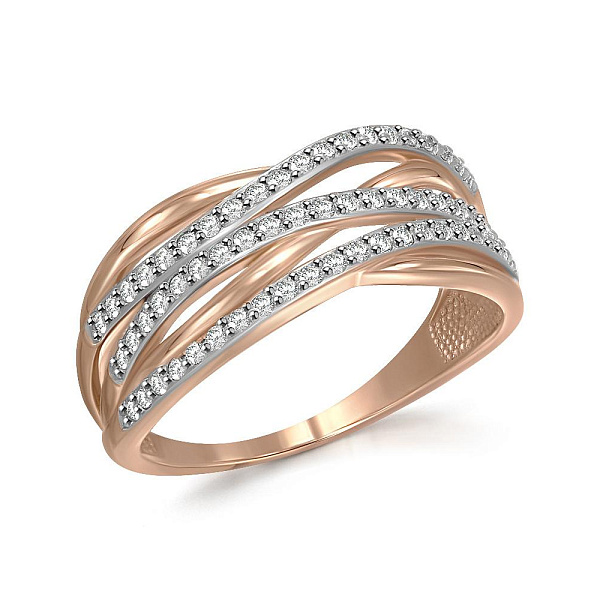 Кольцо из красного золота с 61 фианитами