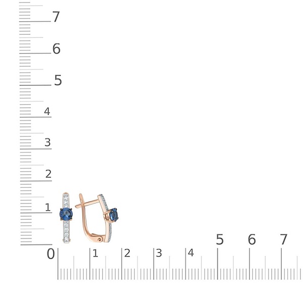 Серьги из красного золота с 2 топазами лондон и 14 фианитами