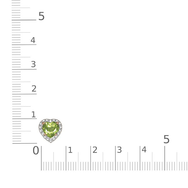 Подвеска Сердце из красного золота с хризолитом и 18 фианитами