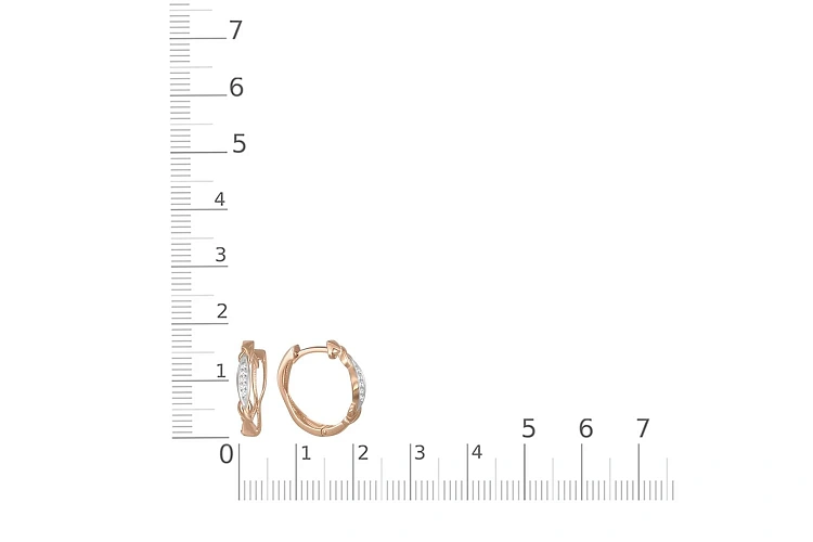 Серьги из красного золота с 10 фианитами